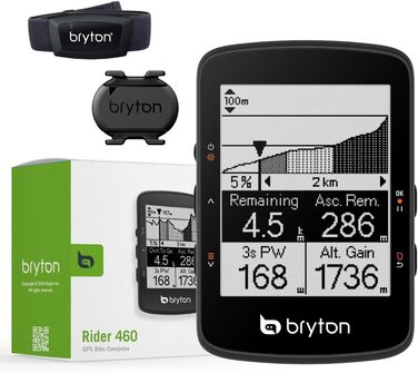 Велокомп'ютер Bryton Rider 460 GPS, 32 год, Bluetooth, ANT, для електровелосипеда