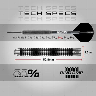 Набір дротиків RED DRAGON Pegasus Steeltip 26г з аксесуарами (чорний)