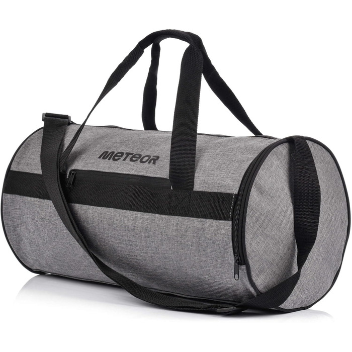 Сумка спортивна Meteor 25L - унісекс, 48x25x25 см, сіра/чорна