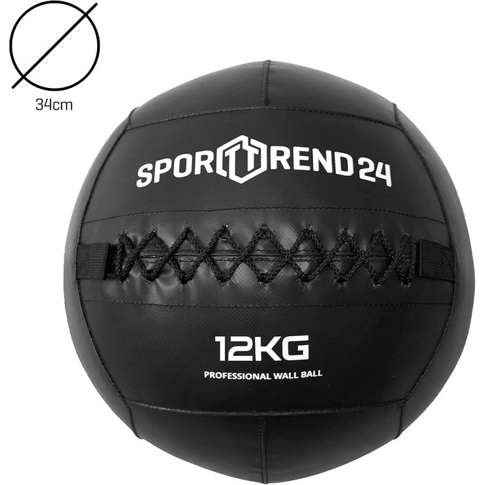 Настінний м'яч Sporttrend 24 3 кг, 4 кг, 5 кг, 6 кг, 7 кг, 8 кг, 9 кг, 10 кг, 12 кг в чорному кольорі Ваговий м'яч, тренувальний м'яч, вага, м'яч, м'ячі, фітнес чорний, 12 кг