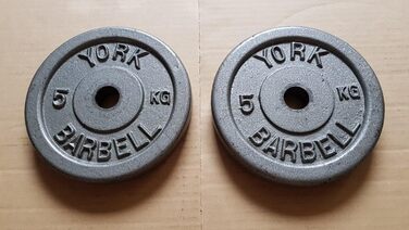 Вагові пластини York Fitness 4x5 кг, чавунні, отвір 1 дюйм