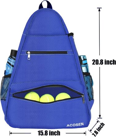 Тенісна сумка ACOSEN, Tennis Backpack - великі тенісні сумки для жінок і чоловіків, для тенісних ракеток, піклбольних лопаток, ракеток для бадмінтону, ракеток для сквошу, м'ячів та інших аксесуарів (сині)