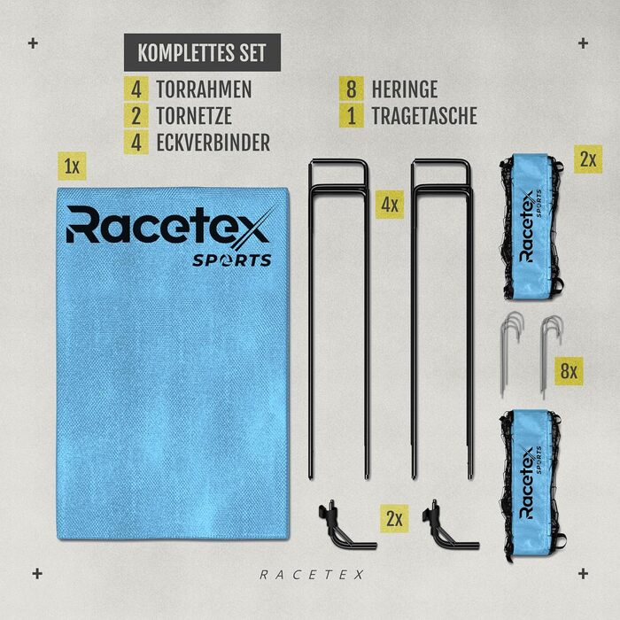 Дитячий набір футбольних воріт Racetex 2 - Футбольні ворота в т.ч. Корисна сумка для транспорту - версія з армованими стрижнями зі скловолокна - Футбольні ворота для саду або парку (світло-блакитний)