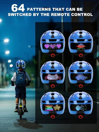 Дитячий велосипедний шолом з LED-підсвіткою, поворотними сигналами, бездротовим пультом, EPS-вкладишем, знімним козирком, регульований, легкий