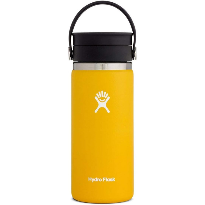 Термос-гуртка HYDRO FLASK 473 мл, ізольована сталева чашка для кави з кришкою Flex Sip, герметична, широка горловина, колір Sunflower