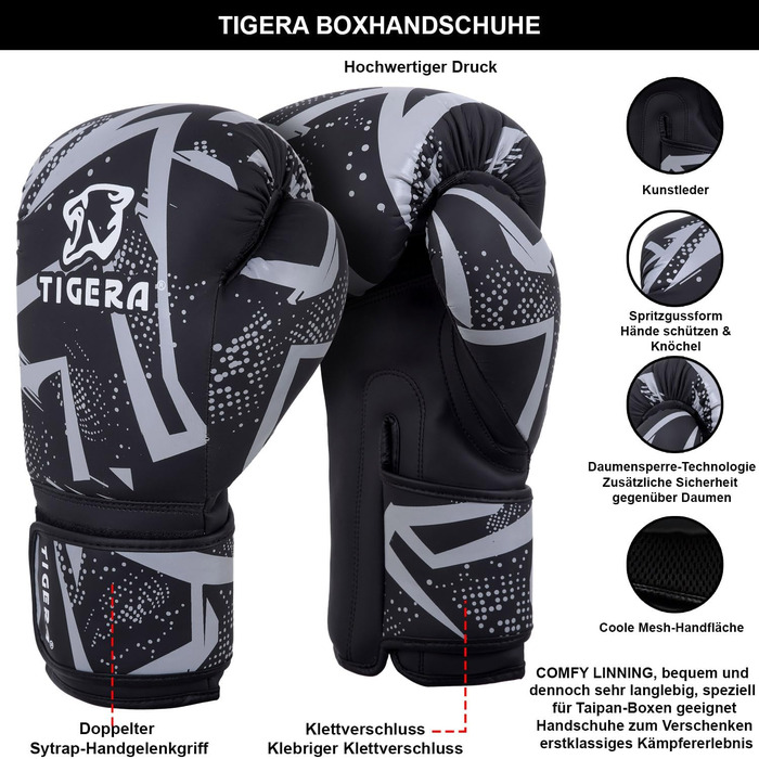 Рукавички Tigera 10-16oz для боксу, спарингів, муай-тай, кікбоксингу