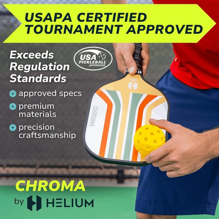 Набір ракеток для піклболу Helium 4 шт, сертифіковані USAPA, графітово-скловолоконна поверхня, легка стільникова основа