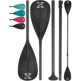 Весло для SUP-дошки ZLX, розбірне, 3/4 частини, регульоване, з лопаттю з скловолокна, чорне, подвійне