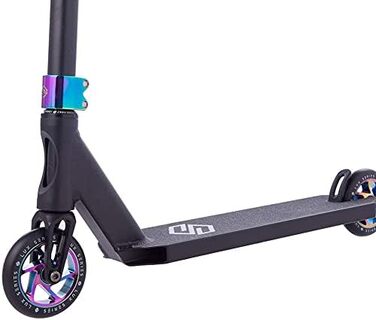 Трюковий самокат Striker Lux H87см Педаль Park Trick Scooter Light 3,1кг наклейка Fantic26 чорна Rainbow Neochrome