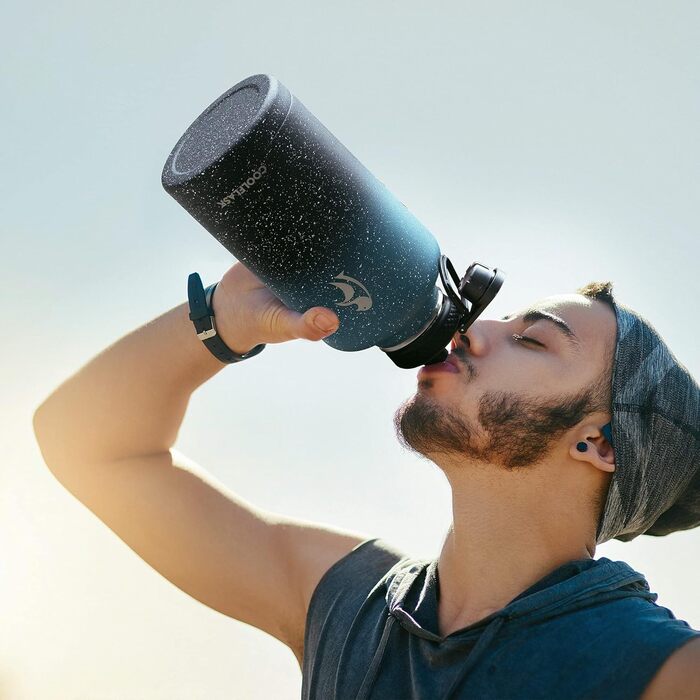 Пляшка для води 2 л із соломинкою, 3 кришки, чорний індиго