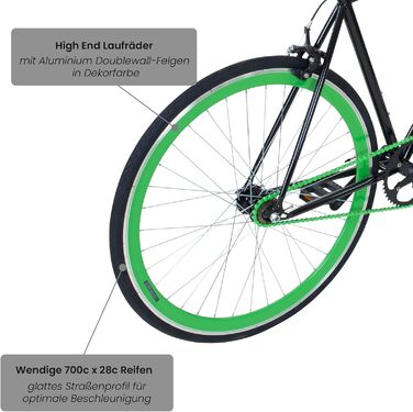 Велосипед Galano Blade Fixie 28 Ретро Міський чорний/зелений 53 см