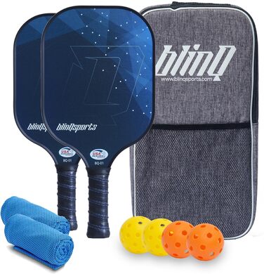 Набір для піклболу Blinq Sports: 2 ракетки, 4 м'ячі, 2 рушники, сумка, легка USAPA ракетка з антиковзкою ручкою для початківців і гравців середнього рівня