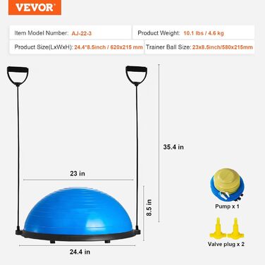 Тренажер з м'ячем VEVOR, балансувальний м'яч 584 мм, 300 кг