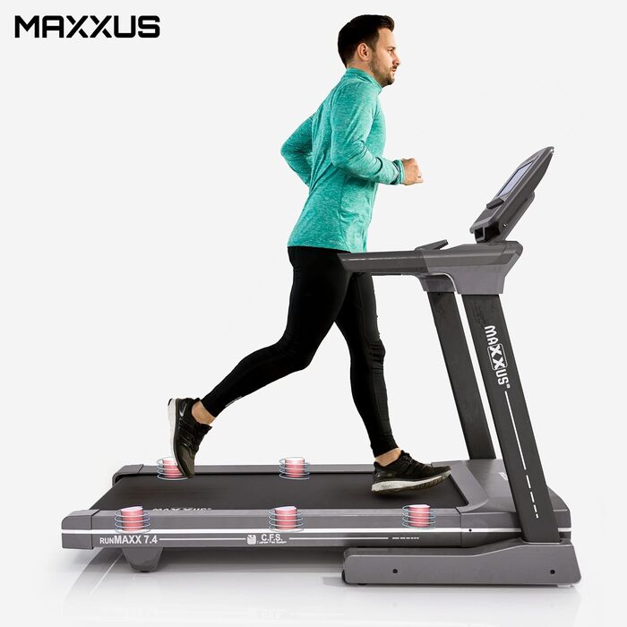 Бігова доріжка MAXXUS RunMaxx 7.4 - 20 км/год, 3 к.с., велика поверхня, сенсор, APP