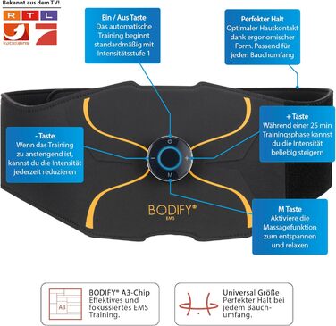 Bodify® 3в1 EMS тренажер Pro для стимуляції м'язів тіла – електростимулятор для пресу, рук і ніг, універсальний м'язовий тренажер для чоловіків і жінок, оригінал