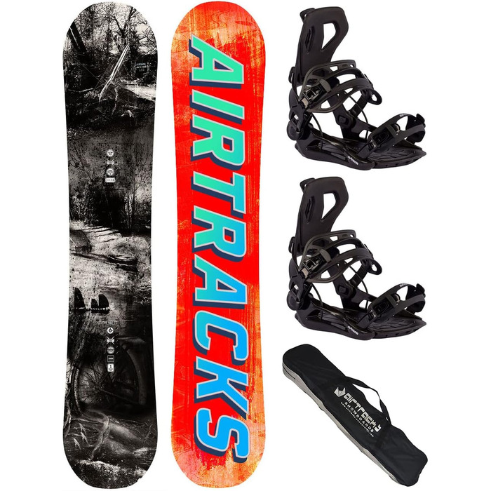 Набір чоловічих сноубордів Airtracks - Past&Future Hybrid Rocker Snowboard Wide - Сноуборд Binding Master Fastec - Сумка для сноуборду 152 157 159 162 см (Сноуборд 162 см, Binding Master L)