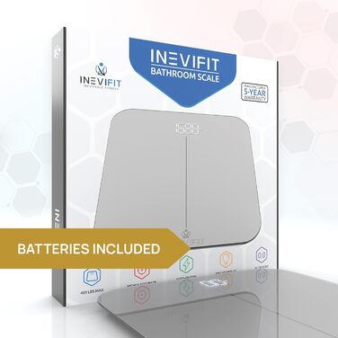 Цифрова вага INEVIFIT для людей, висока точність, велика платформа 28x28 см, срібляста, для кількох користувачів