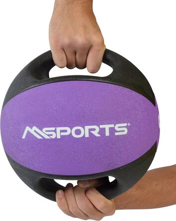 М'яч MSPORTS Med Ball Premium з ручками 1-10 кг (6 кг - фіолетовий)