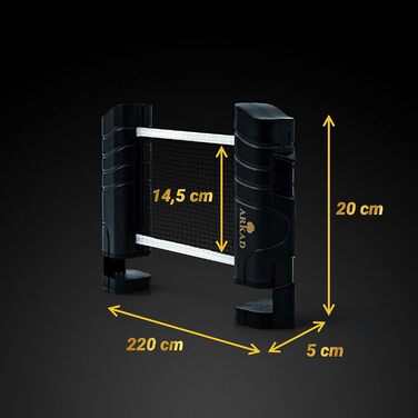 Сітка для настільного тенісу Arkad 225 см Найдовша сітка для настільного тенісу Стабільна та надійна Сітка для настільного тенісу для будь-якого столу Сітка для настільного тенісу на відкритому повітрі та в приміщенні Аксесуари для настільного тенісу