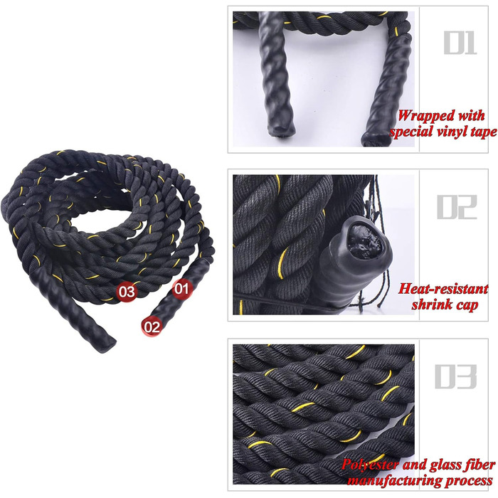 Мотузка NENGGE Battle Rope Ø38/50 ММ з якорями, 9-15м