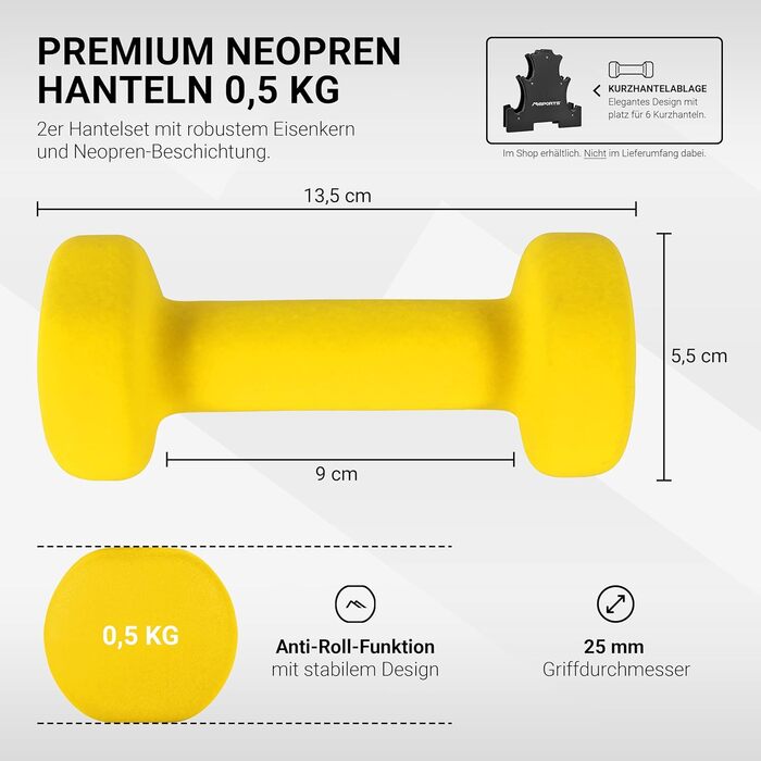 Гантелі MSPORTS Набір 0,5-5 кг + Плакат вправ (0,5 кг - лимонно-жовтий)
