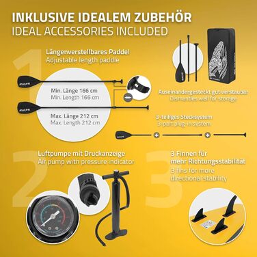 Надувна SUP-дошка ECD Germany Makani 320 см, до 150 кг, алюмінієве весло, комплект аксесуарів, різні кольори