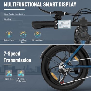 Велосипед складаний HITWAY E-Bike20, акум. 12 Ач, запас 35-90 км, 7 передач