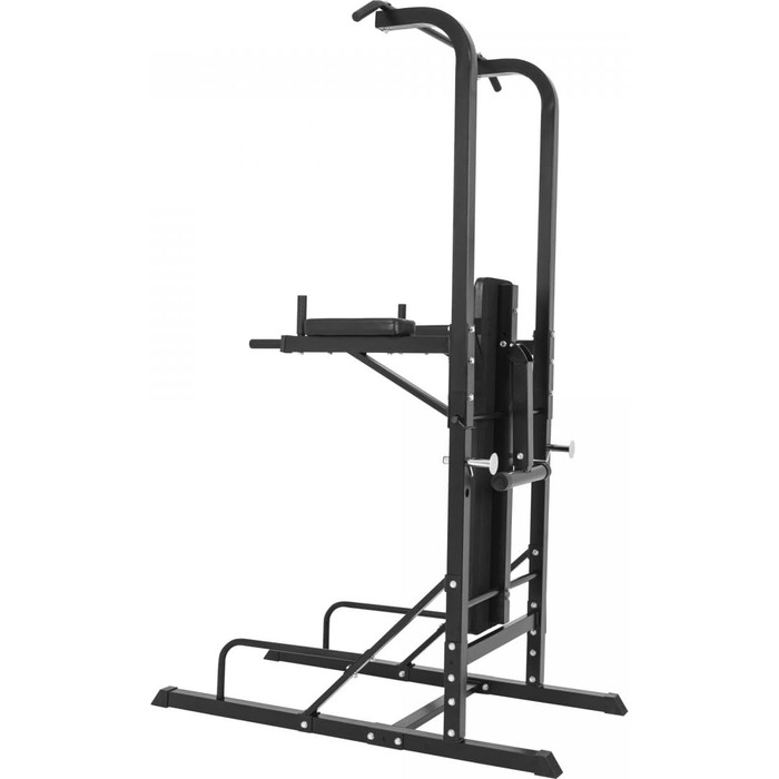 Силова станція GORILLA SPORTS Power Tower, складана лава, турнік, бруси, до 150 кг, чорна, багатофункціональний тренажер для дому