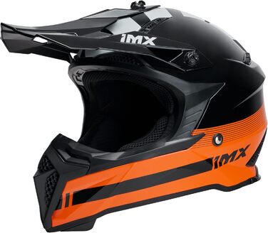 Мотошолом FMX-02 для бездоріжжя, XL, чорний/помаранчевий/білий, знімний підшоломник, екстрене зняття, регульований, знімна внутрішня підкладка