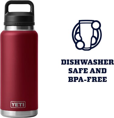 Термос-бутилка YETI Rambler 1020 мл, вакуумна, нержавіюча сталь, з кришкою для пиття, червона