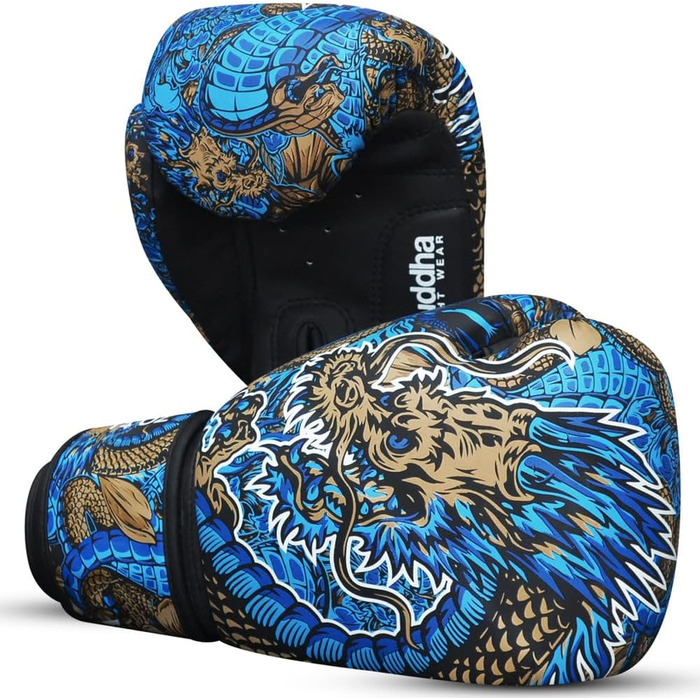 Боксерські рукавички BUDDHA FIGHT WEAR Dragon для тренувань і спарингів з муай-тай та кікбоксингу, унісекс, декілька кольорів, вага 300-360 г