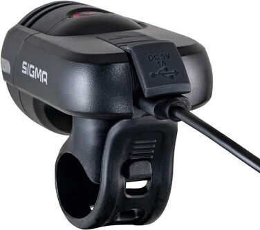 SIGMA Aura 45 – велосипедна LED фара 45 Люкс, акумуляторна, водостійка, 3 режими, переднє світло, StVZO