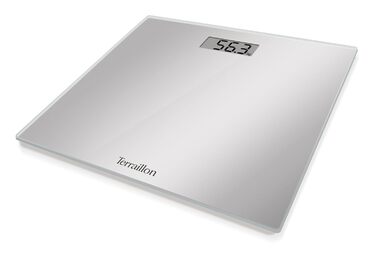 Ваги підлогові TERRAILLON TSQUARE Silver, компактні, ультратонкі 26x26 см, великий LCD-дисплей, до 180 кг, точність 100 г, сріблясті