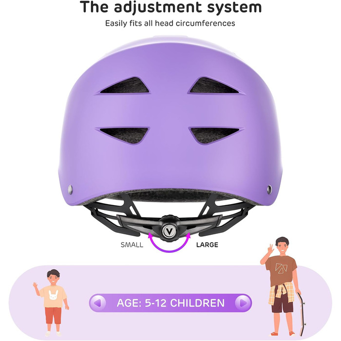 Дитячий скейтерський шолом із протекторами Велосипедні шоломи Роликові ковзани Захисне спорядження Дитячий протектор Набір для роликових ковзанів Скейтборд Велосипедні роликові ковзани 54-58см Окружність голови (фіолетовий)
