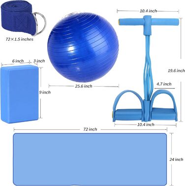 Набір килимків для йоги початківцям 11 предметів килимок ремінь блоки м'яч