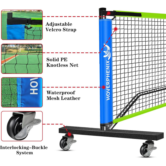 Набір піклболу Hoverphenix: сітка, 4 лопатки, м'ячі, сумка, стійкий