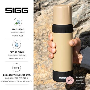 Термос SIGG Alpine Star 1л, нержавіюча сталь, ізольована пляшка для напоїв, з чашкою, тримає 27 годин гаряче та 100 годин холодне, для кемпінгу та подорожей, бежевий, без BPA, герметичний