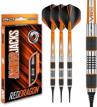 Дротики для дартсу Red Dragon Amberjack 1 Softip 18 г з оперенням та стрижнями, професійний набір