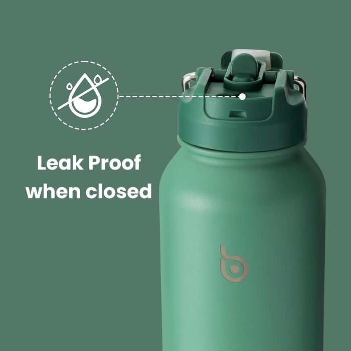 Спортивна термос-пляшка bottlebottle 1 л з нержавіючої сталі, ізоляцією, трубочкою та контейнером для пігулок, зелена