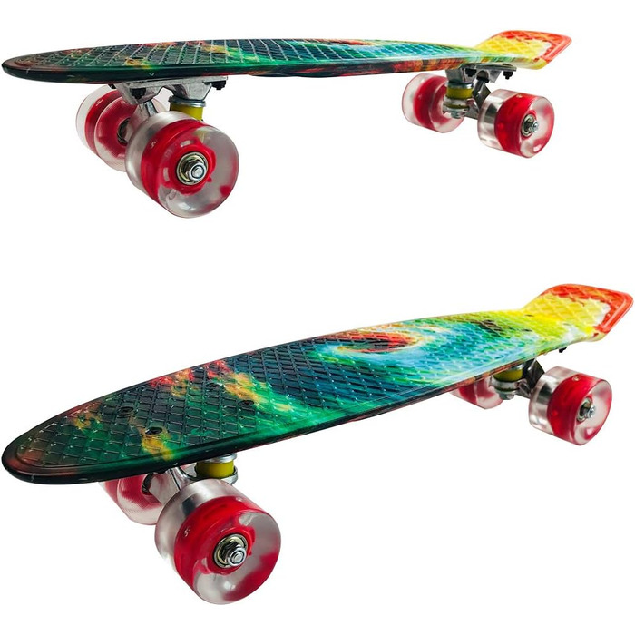 Скейтборд Sumeber Skateboard Kids Mini Cruiser Skateboard Complete 22 дюйми зі світлодіодними світловими колесами Скейтборд для дорослих Діти початківців Подарунок на день народження Color Swirl