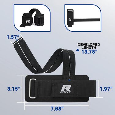 Лямки RitFit з бандажем на зап'ястя для атлетики, кроссфіту, неопрен