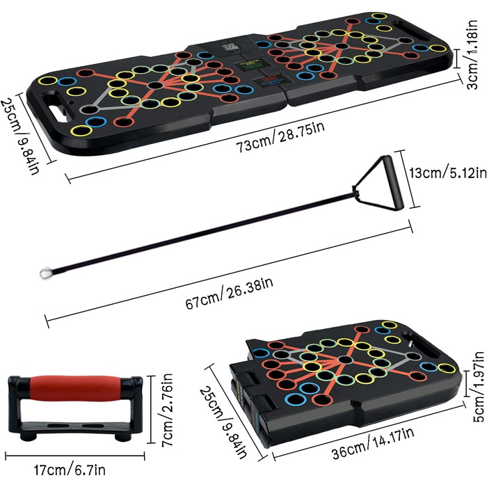 Складна система дошки для віджимання 41-в-1 з петлями для ручок, стрічками та розумним лічильником, дошка для віджимань Система зміцнення м'язів для домашнього фітнес-тренування Тренажерний зал Стійка для вправ