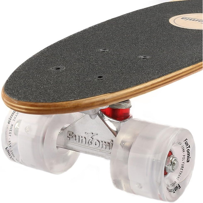 Скейтборд FunTomia Mini-Board Cruiser 57см виготовлений з 7-шарової деревини канадського клена в т.ч. кулькові підшипники Mach1 ABEC-9 (Pink Flower / з білими світлодіодними колесами)