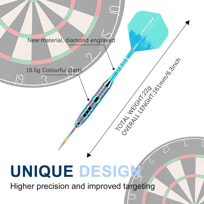 Дартс сталевий Trecynd 22 г, 3 дротики з металевим наконечником