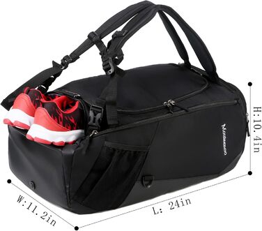 Рюкзак Mouteenoo Travel Duffel з відділенням для взуття водовідштовхувальна спортивна спортивна спортивна сумка Duffle з плечовими лямками для чоловіків і жінок (чорний, 45 л)