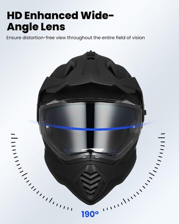 Мотошолом ILM Dual Sport Adventure з сонцезахисним козирком, сумісний з Pinlock, ECE, для мотокросу, квадроцикла, оффроуд WS902