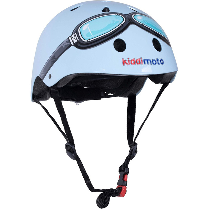Дитячий велосипедний шолом Kiddimoto Goggle Pilot M, 53-58 см, синій, для дітей 5-12 років