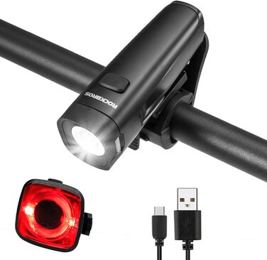 Набір велосипедних ліхтарів LED, передній та задній, USB акумулятор, водонепроникні, сертифіковані StVZO