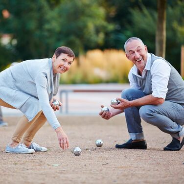 Набір Relaxdays Boule 8 сталевих куль, вимірювач, футляр, срібло