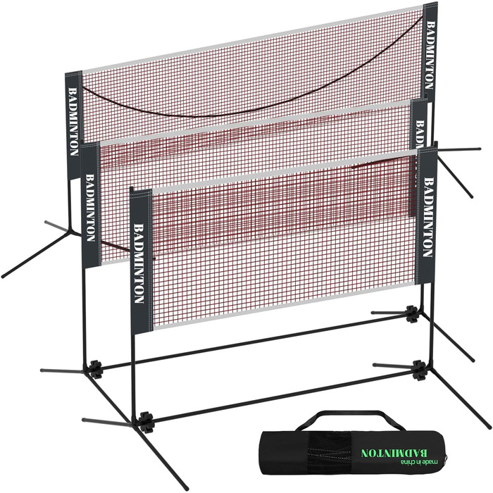 Сітка для бадмінтону Ollewiellan, волейбольна сітка, регульована по висоті підставка та сумка для перенесення, легко збирається та розбирається, ідеальна спортивна сітка для тенісу, бадмінтону або волейболу 410см